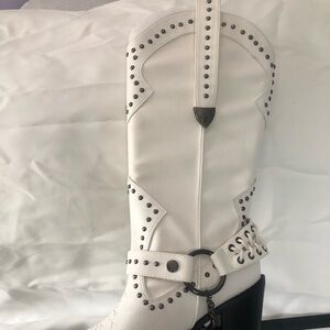 Dolls Kill White Studded Heeled Boots